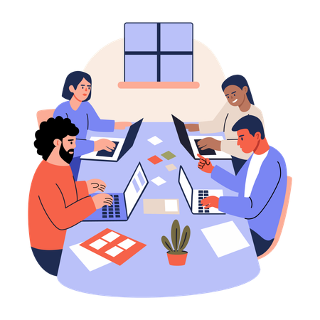 Team working in Meeting Room  Illustration