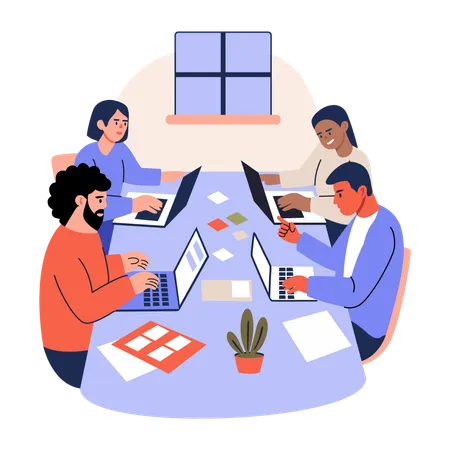 Team working in Meeting Room  Illustration