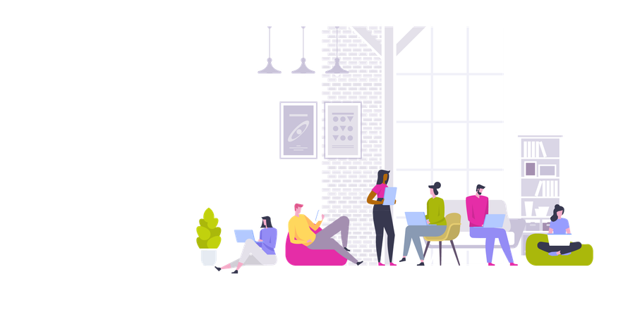 Team working in office  Illustration