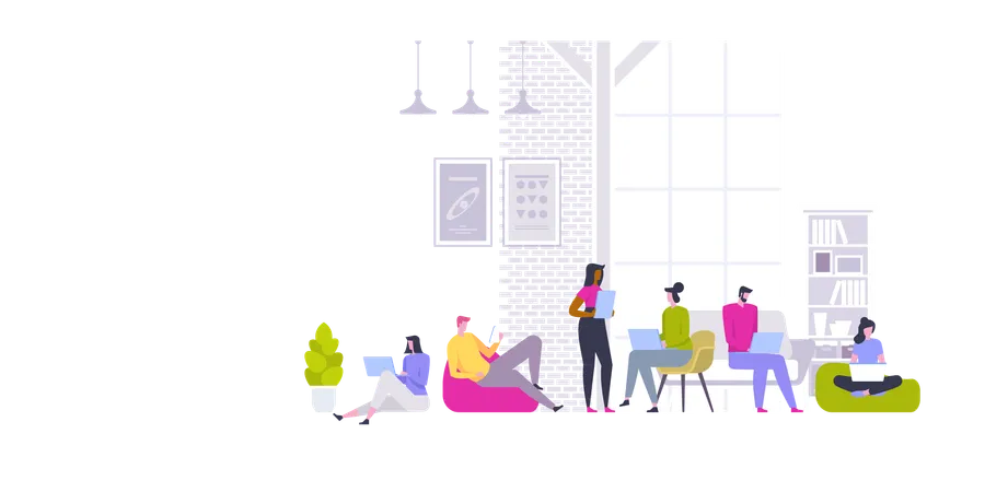 Team working in office  Illustration