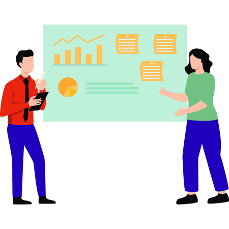 Team working on a chart graph  Illustration