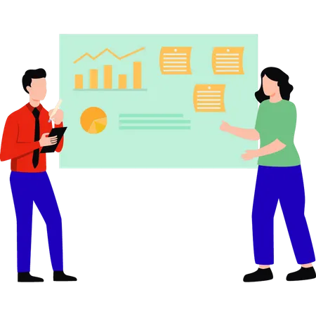 Team working on a chart graph  Illustration