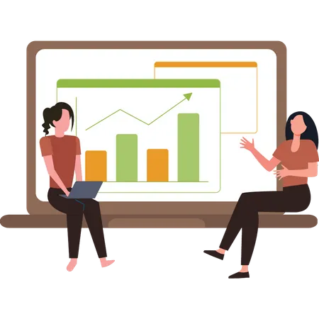 Team working on analysis chart  Illustration