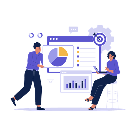 Team working on Business data analytics  Illustration