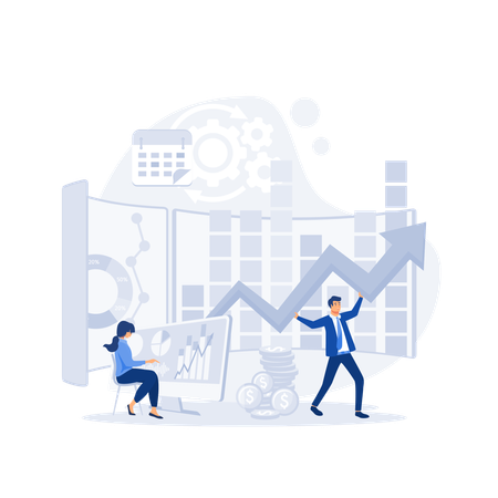 Team working on Business growth  Illustration