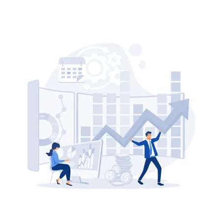 Team working on Business growth  Illustration