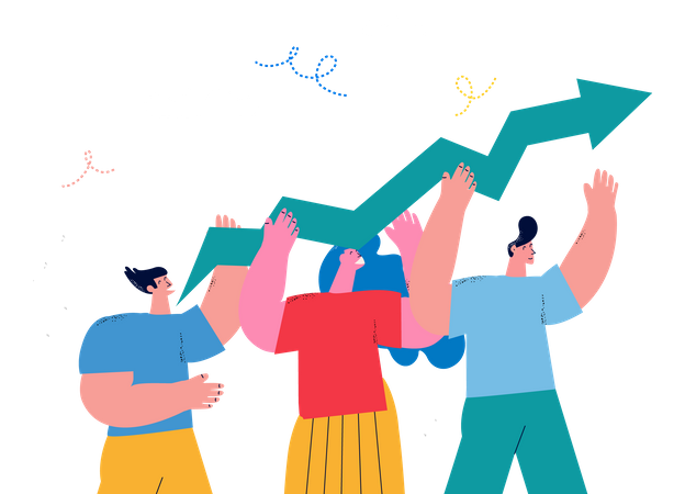 Team working on business growth  Illustration