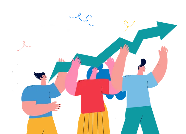 Team working on business growth  Illustration