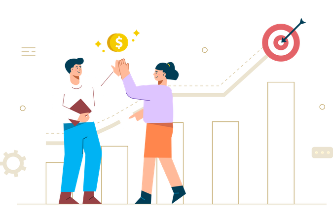 Team working on business growth  일러스트레이션