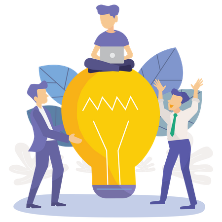 Team working on business idea  Illustration