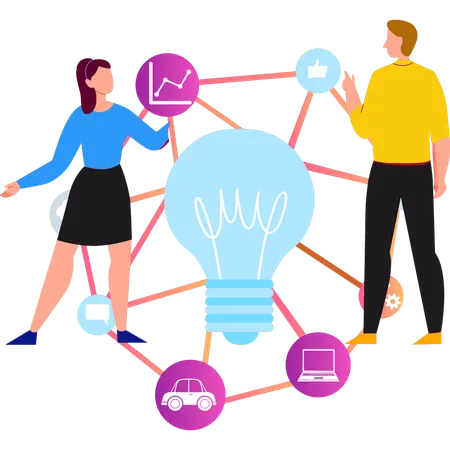 Team working on business ideas  Illustration
