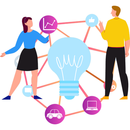 Team working on business ideas  Illustration