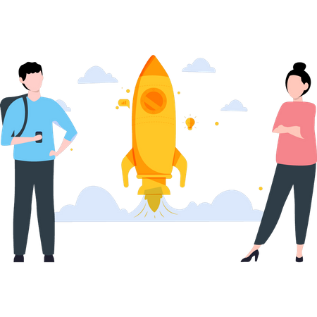 Team working on business launch  Illustration