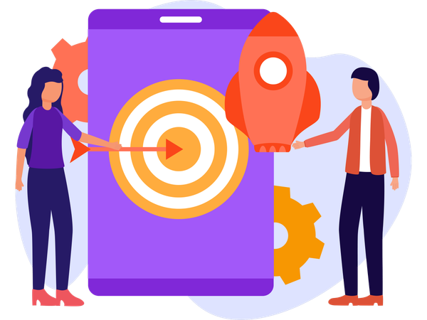 Team Working on Business Mission  Illustration