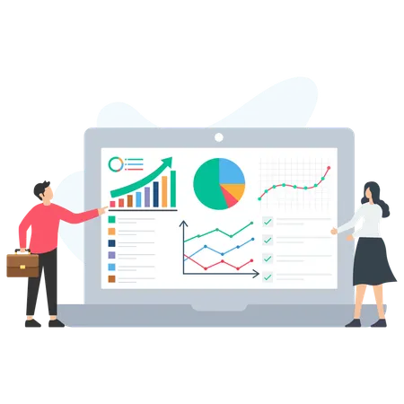 Team working on Business Reports  Illustration