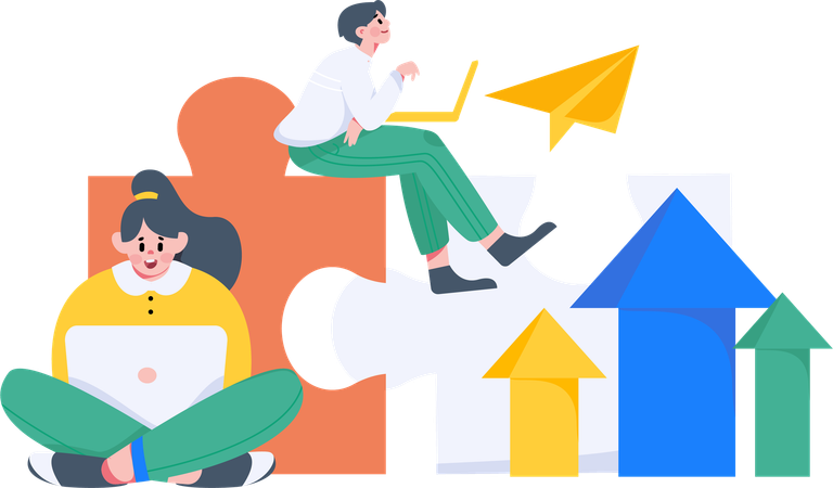 Team working on Business Strategy  Illustration