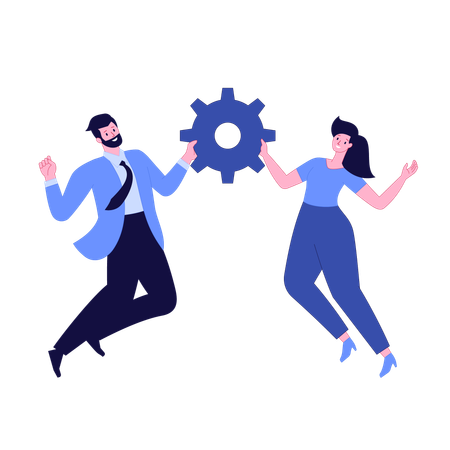 Team working on company's problems together  Illustration