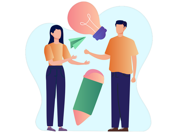 Team working on creative idea  Illustration