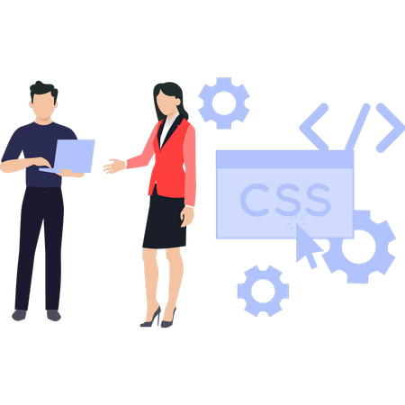 Team working on CSS coding Illustration