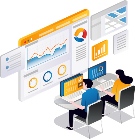 Team working on data analysis  Illustration