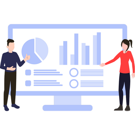 Team working on data analysis  Illustration