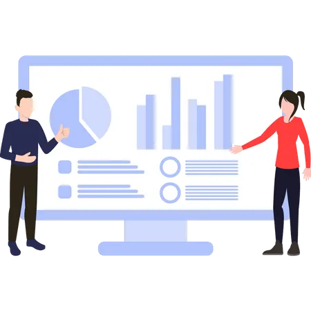 Team working on data analysis  Illustration