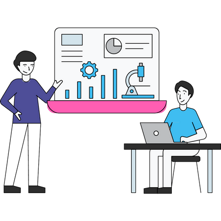 Team working on data analysis  일러스트레이션