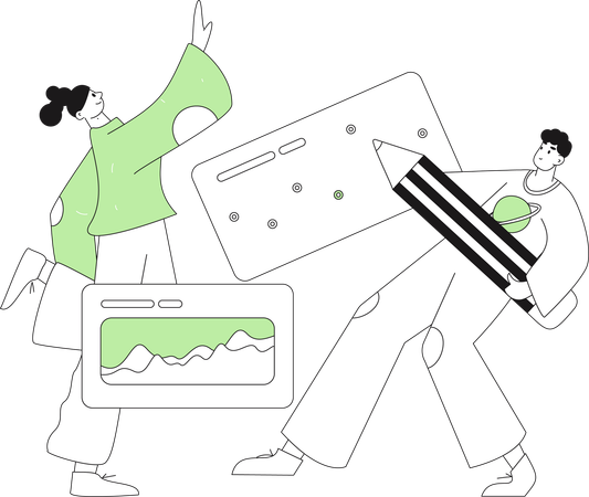 Team working on data analytics  Illustration