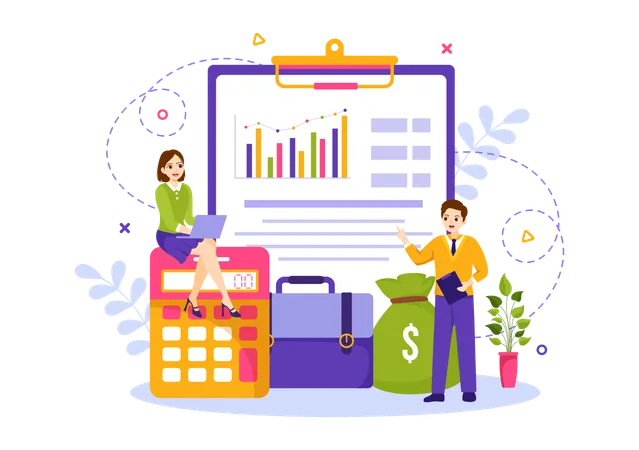 Team working on data analytics  Illustration