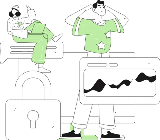Team working on data analytics  Illustration