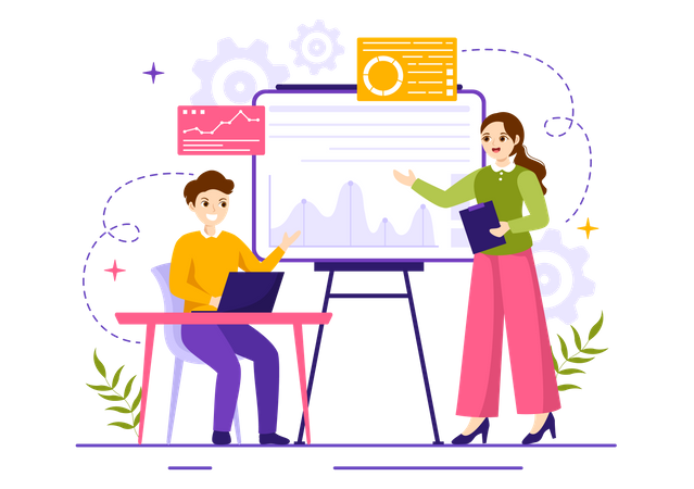 Team working on Market Analysis  Illustration