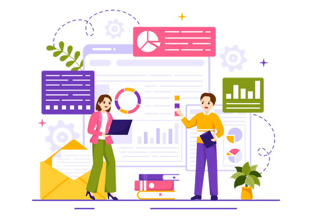 Team working on Market Analytics  Illustration