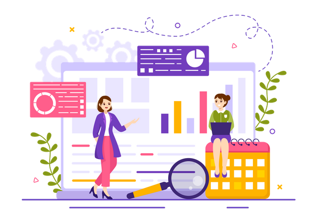 Team working on Market Research  Illustration
