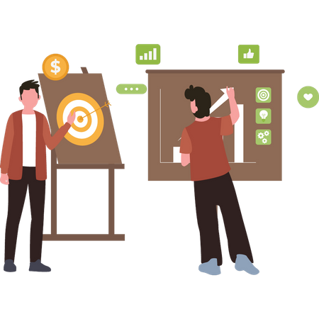 Team working on marketing graph  Illustration