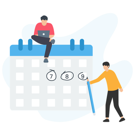 Team working on office schedule  Illustration