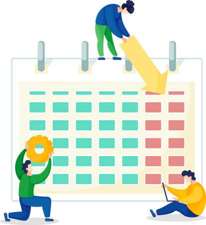 Team working on schedule management  Illustration