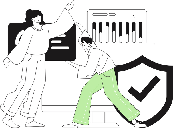 Team working on security analysis  Illustration