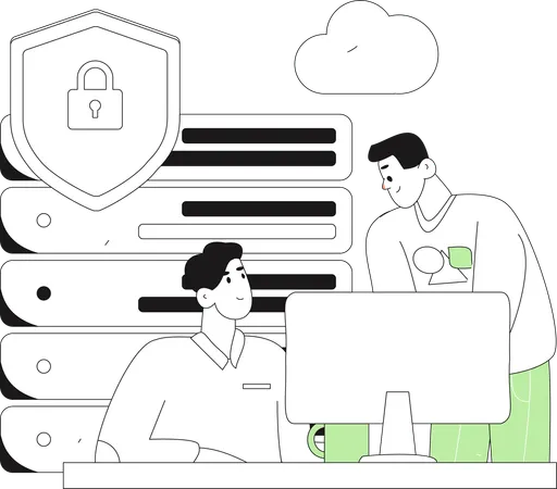 Team working on server security  Illustration
