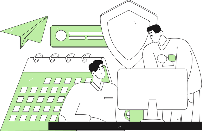 Team working on server security  Illustration