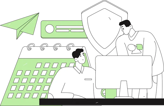 Team working on server security  Illustration