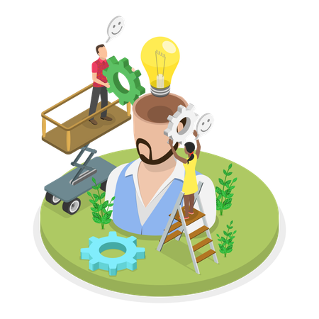 Team working on Sustainable Project Development  Illustration