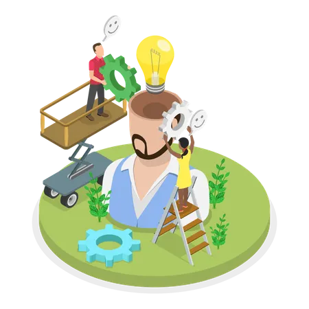 Team working on Sustainable Project Development  Illustration