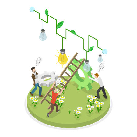 Team working on Sustainable Project Development  Illustration