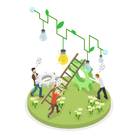 Team working on Sustainable Project Development  Illustration