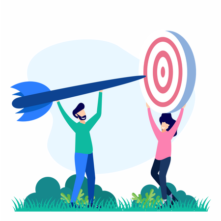 Team Working On Target  Illustration