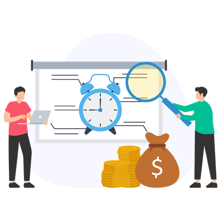 Team working on Time is money  Illustration