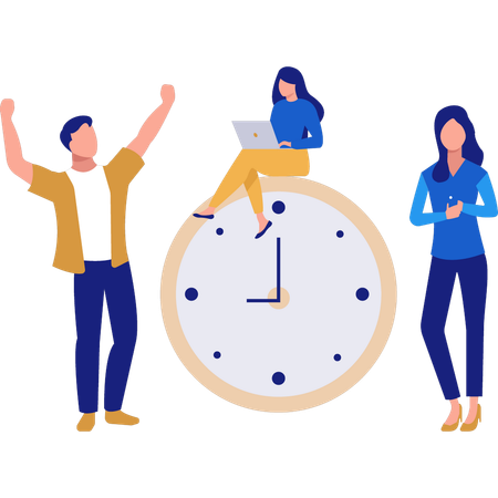 Team working on time management  Illustration