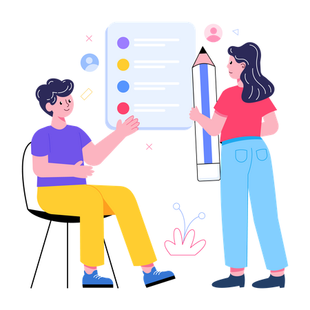 Team working on to do list  Illustration