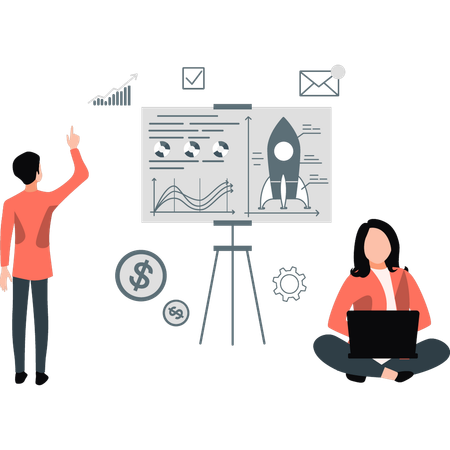 Team working remotely in international company  Illustration
