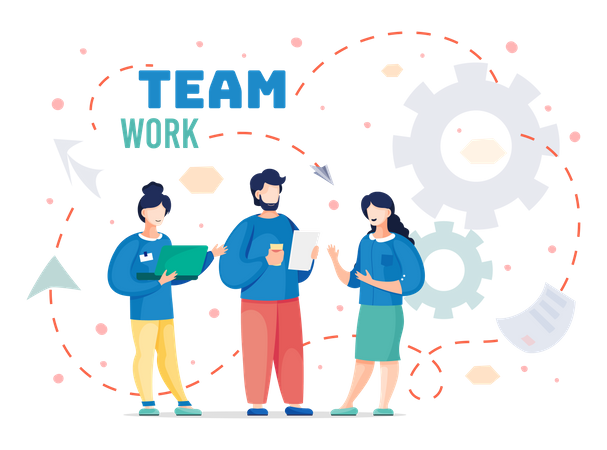 Team working together at work Illustration